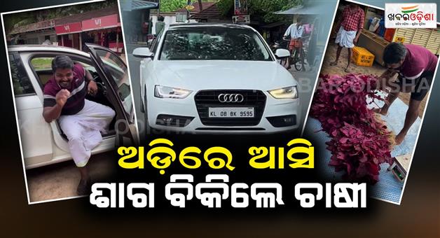 Khabar Odisha:A-farmer-came-in-an-Audi-car-and-sold-vegetables-the-video-went-viral