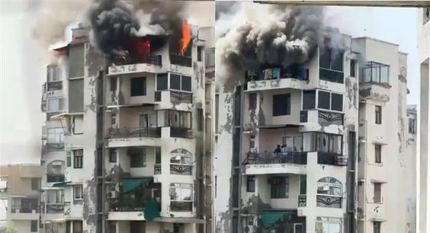 Khabar Odisha:Massive-fire-breaks-out-in-Delhi-father-and-two-children-die-after-jumping-from-seventh-floor