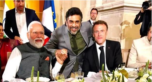 Khabar Odisha:R-Madhavan-shares-photo-of-his-special-moment-with-Prime-Minister-Narendra-Modi-and-French-President-Emmanuel-Macron