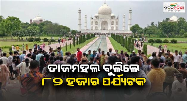 Khabar Odisha:Taj-Mahal-tourist-rush-over-82000-visitors-in-Agra-during-weekend