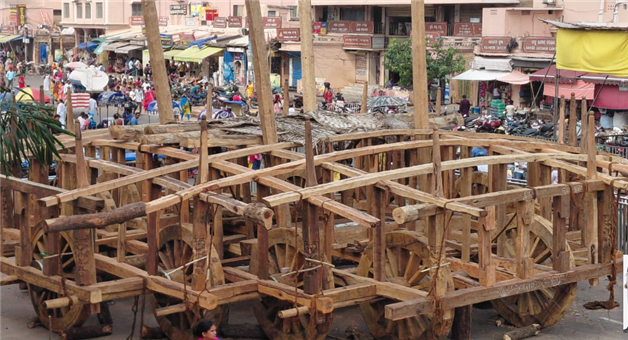 Khabar Odisha:The-construction-of-the-first-ground-frame-of-the-chariot-has-been-completed