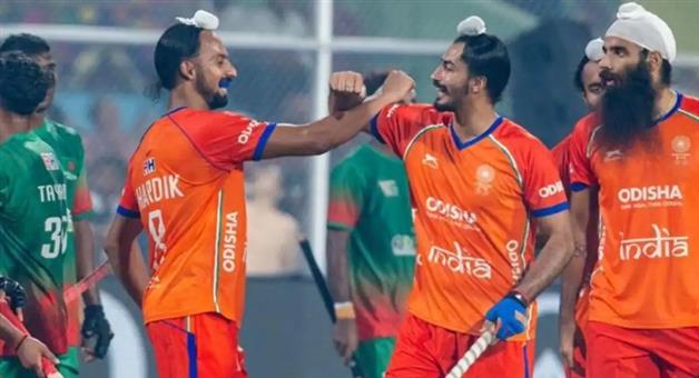Khabar Odisha:asian-champions-trophy-2026-india-thrash-bangladesh-13-0-mandeep-hat-trick