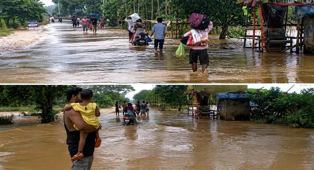 Khabar Odisha:baitarani-river-water-level-recedes-several-villages-still-remain-waterlogged-in-bhadrak