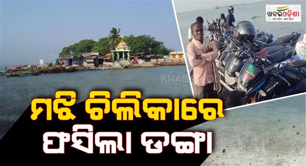 Khabar Odisha:boat-got-stuck-in-the-middle-of-the-chilika
