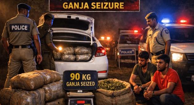 Khabar Odisha:car-bearing-fake-number-plate-caught-with-90-kg-ganja-in-sundargarh-two-from-up-held