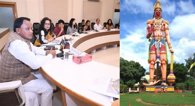 Khabar Odisha:cm-odisha-reviews-the-hanuman-vatika-renovation-work