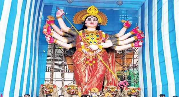 Khabar Odisha:first-time-in-odisha-62-feet-idol-of-maa-durga-built-in-bhubaneswar