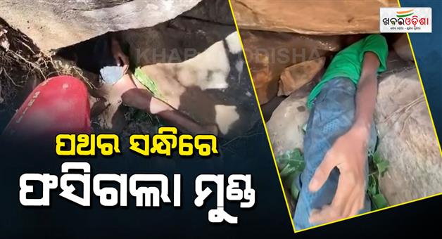 Khabar Odisha:minor-boy-stuck-in-a-big-stone-in-nayagarh