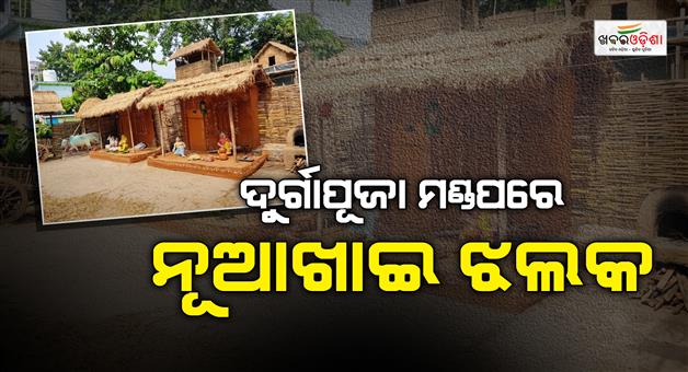 Khabar Odisha:nuakhai-themed-durga-puja-pandal-bolangir