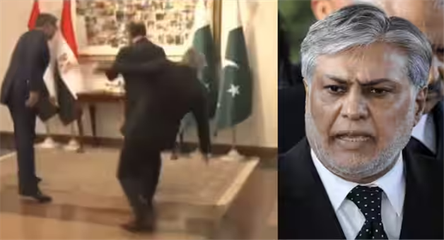 Khabar Odisha:pakistan-fm-ishaq-dar-slips-welcoming-egypt-foreign-minister-viral-video