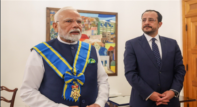 Khabar Odisha:pm-narendra-modi-honored-with-cyprus-highest-award-grand-cross-of-the-order-of-makarios-iii