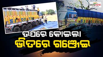 Khabar Odisha:police-seize-large-quantity-of-ganja-hidden-in-coal-truck-in-kandhamal