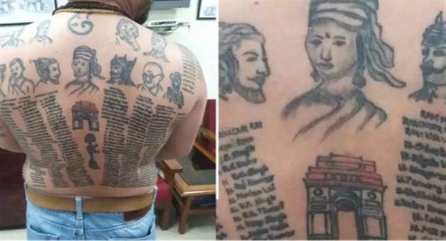 Khabar Odisha:special-story-People-call-him-Living-Wall-Memorial-He-has-631-martyrs-names-tattooed-on-his-body