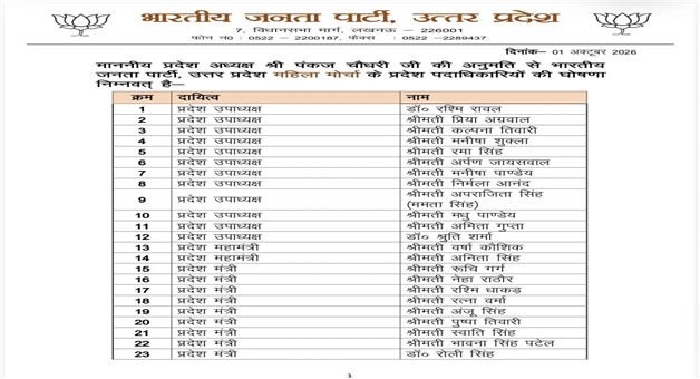 Khabar Odisha:up-bjp-sc-morcha-new-team-announced-vikas-kishore-vice-president